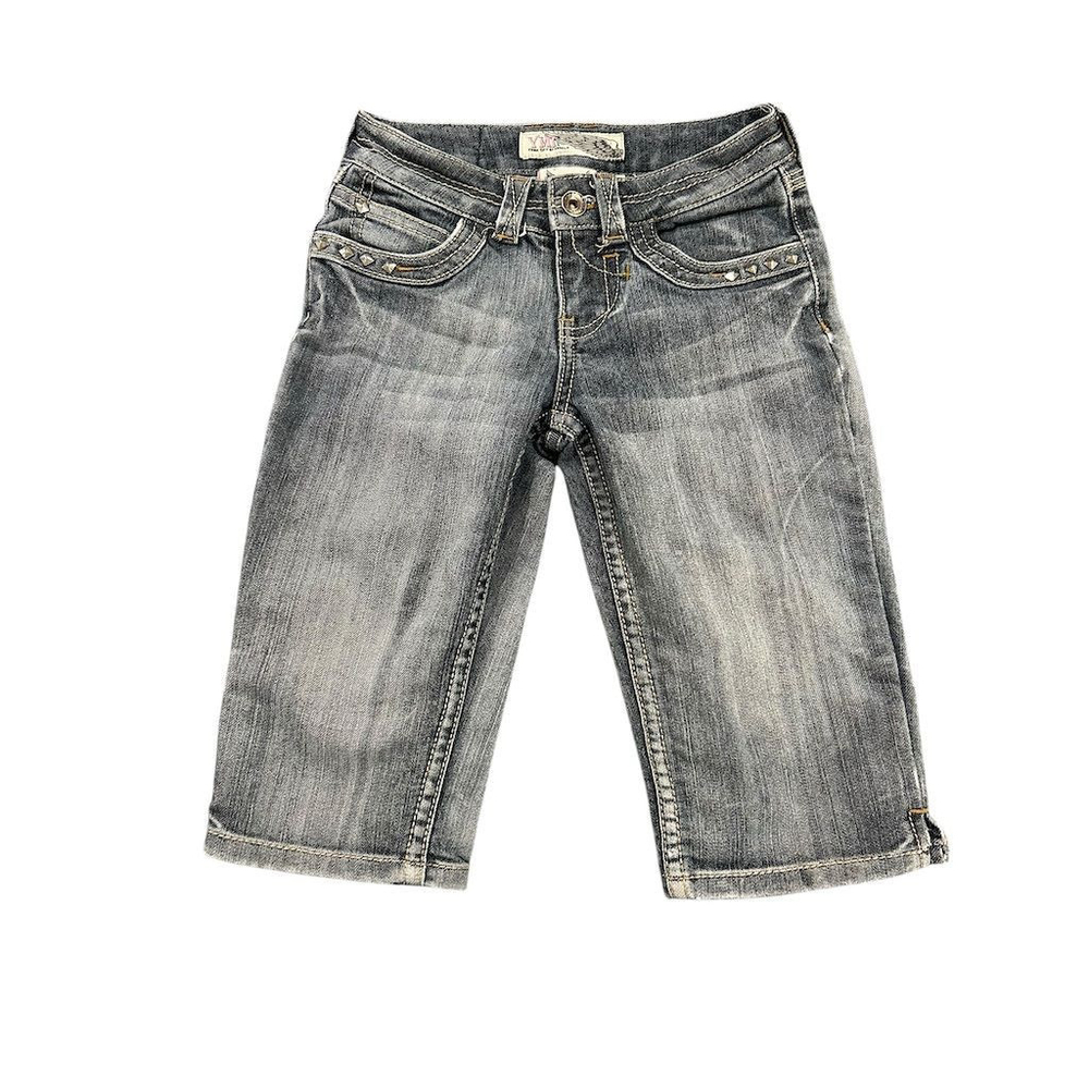 YMI Girls Bermuda Shorts Size 7 Blue Denim Rhinestone